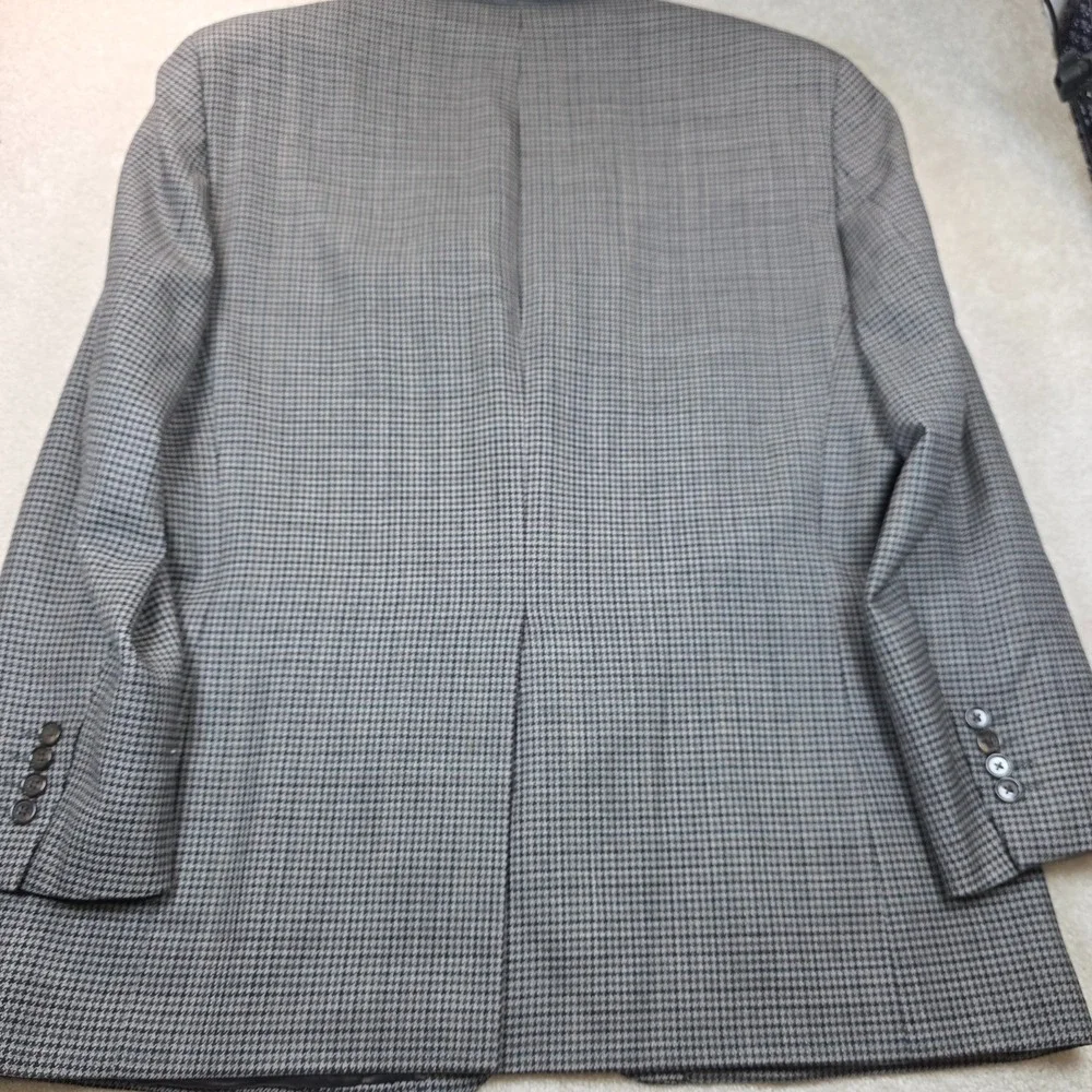Ralph Lauren Blazer Mens 44R Gray Houndstooth Wool Single Breasted Formal Lined
